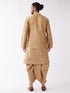 Vastramay Men's Rose Gold Solid Silk Blend Kurta And Dhoti Set
